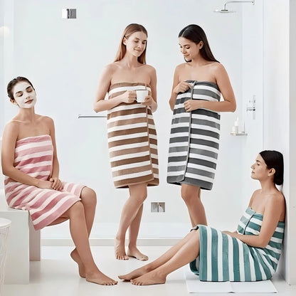 4-Piece Striped Bath Towel Set, Beach Towel, Quick-Dry, Ultra-Soft, Ideal for Home Bathrooms,27.6x55.1 inches,