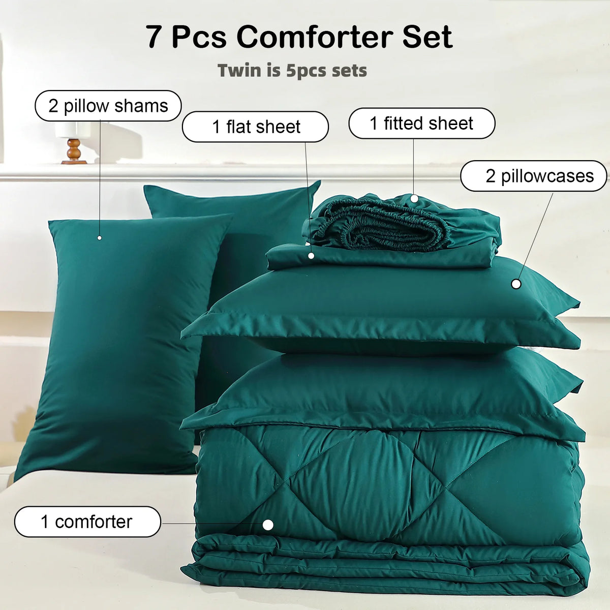5pcs/7pcs Twin Full Queen King Bedding Sets  Comforter Flat Sheet Fitted Sheet Pillowcases Sleeping Sets