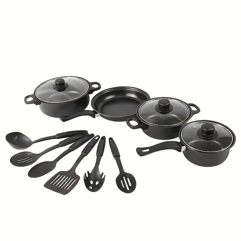 13-Piece Nonstick Stainless Steal, Cookware Set Black, & Utensils....