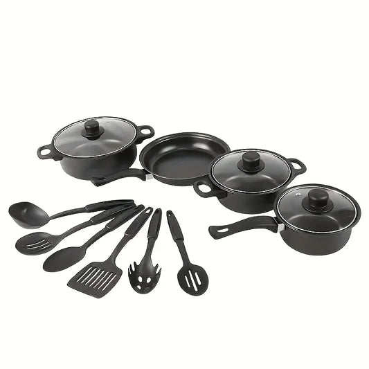 13-Piece Nonstick Stainless Steal, Cookware Set Black, & Utensils....