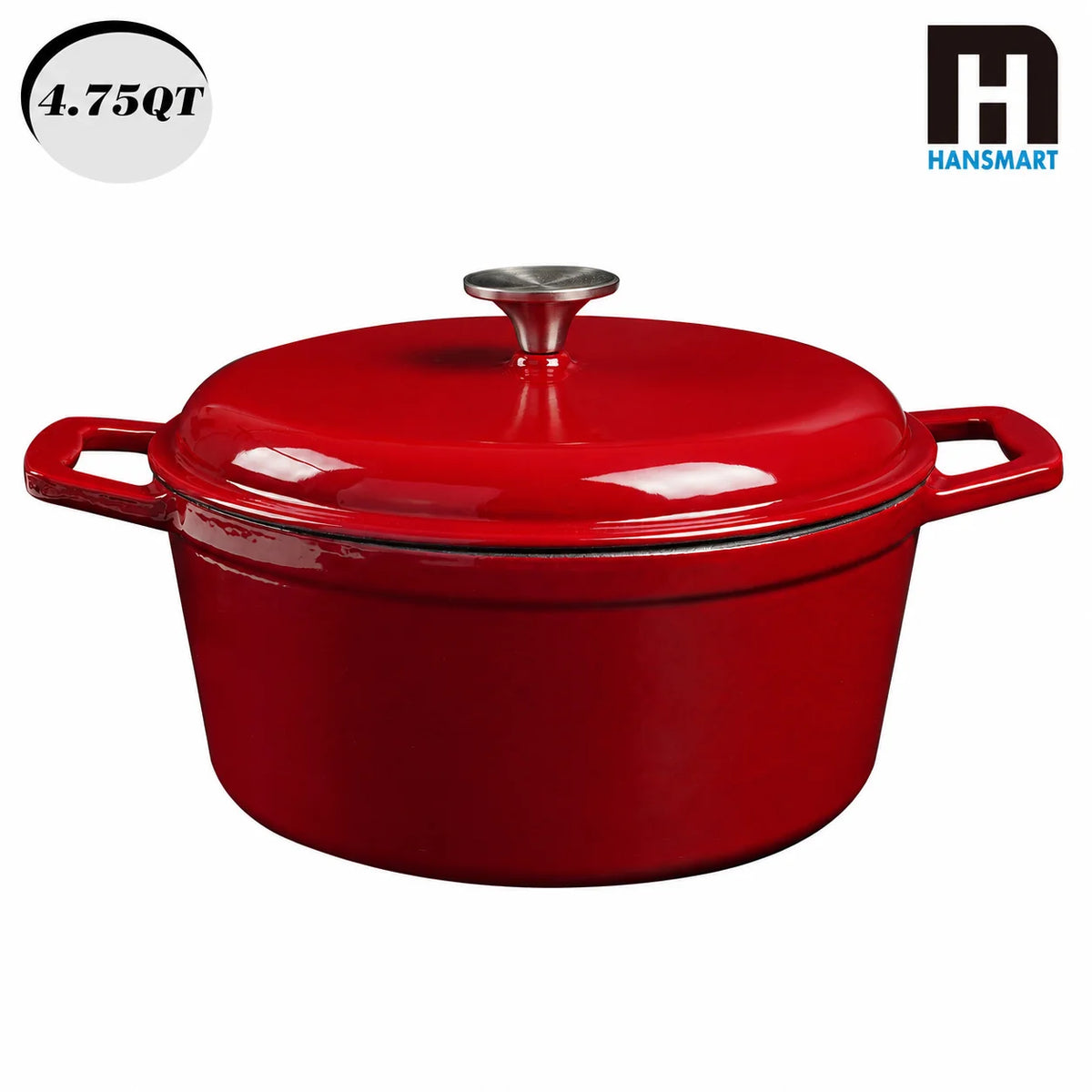 4.75Qt Enameled Cast Iron Dutch Oven With Lid, Non-Stick Enamel Coating, & Oven Safe....