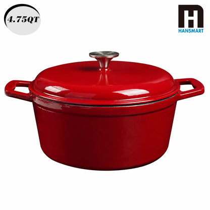 4.75Qt Enameled Cast Iron Dutch Oven With Lid, Non-Stick Enamel Coating, & Oven Safe....