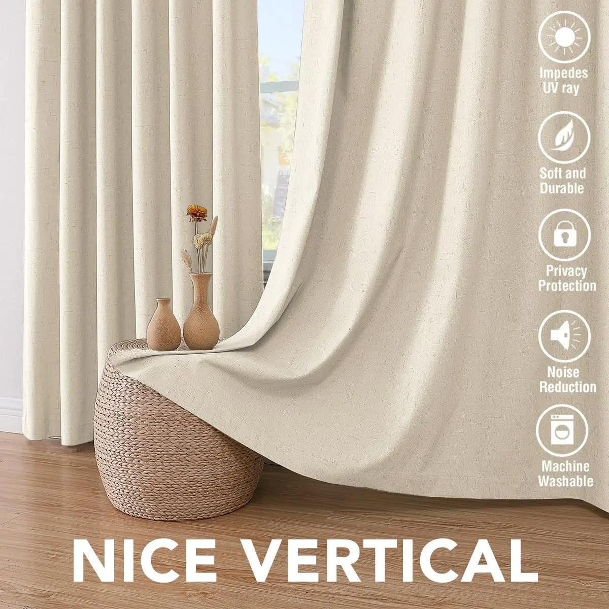 4 Colors, 2pcs  Blackout Curtains, Grommet Top ,4 Sizes, Noise Reduction, for Bedrooms, Living Rooms, Dining Rooms