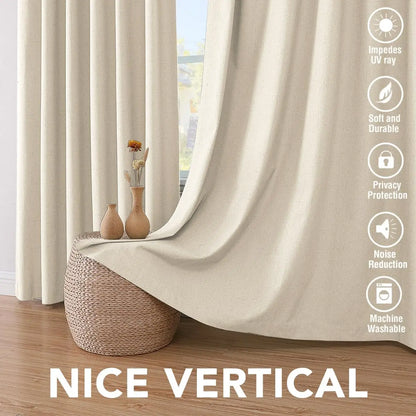 4 Colors, 2pcs  Blackout Curtains, Grommet Top ,4 Sizes, Noise Reduction, for Bedrooms, Living Rooms, Dining Rooms