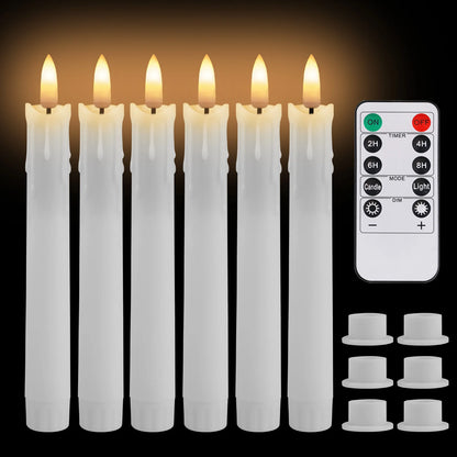6/12 Pack Flameless LED  Candles, 6.6 Inches, Realistic Flickering 3D Wick  Remote Control, Needs 2- AAA Battery's