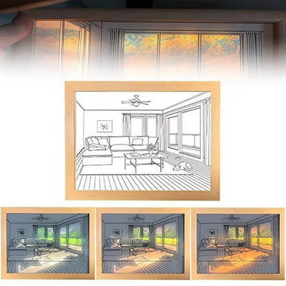 Creative Wall Art Painting, Lighting Picture Frame LED 3 Colors Night Light ....