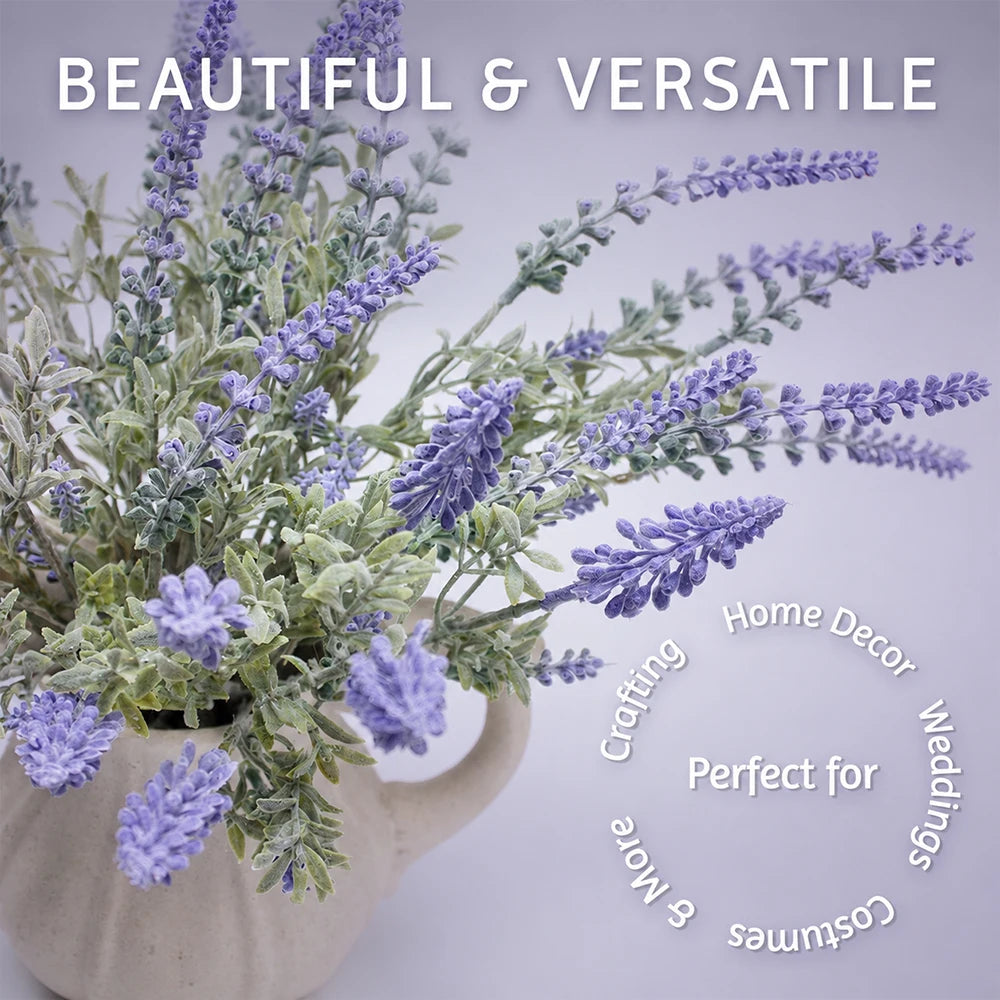6 Bundles Artificial Lavender Flowers UV-Resistant