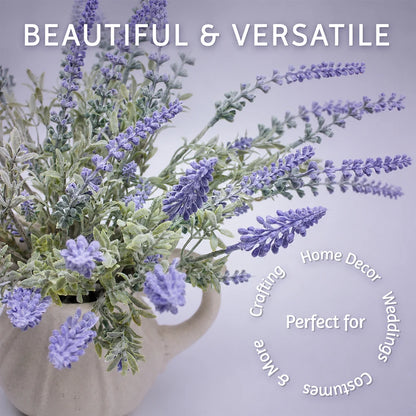 6 Bundles Artificial Lavender Flowers UV-Resistant