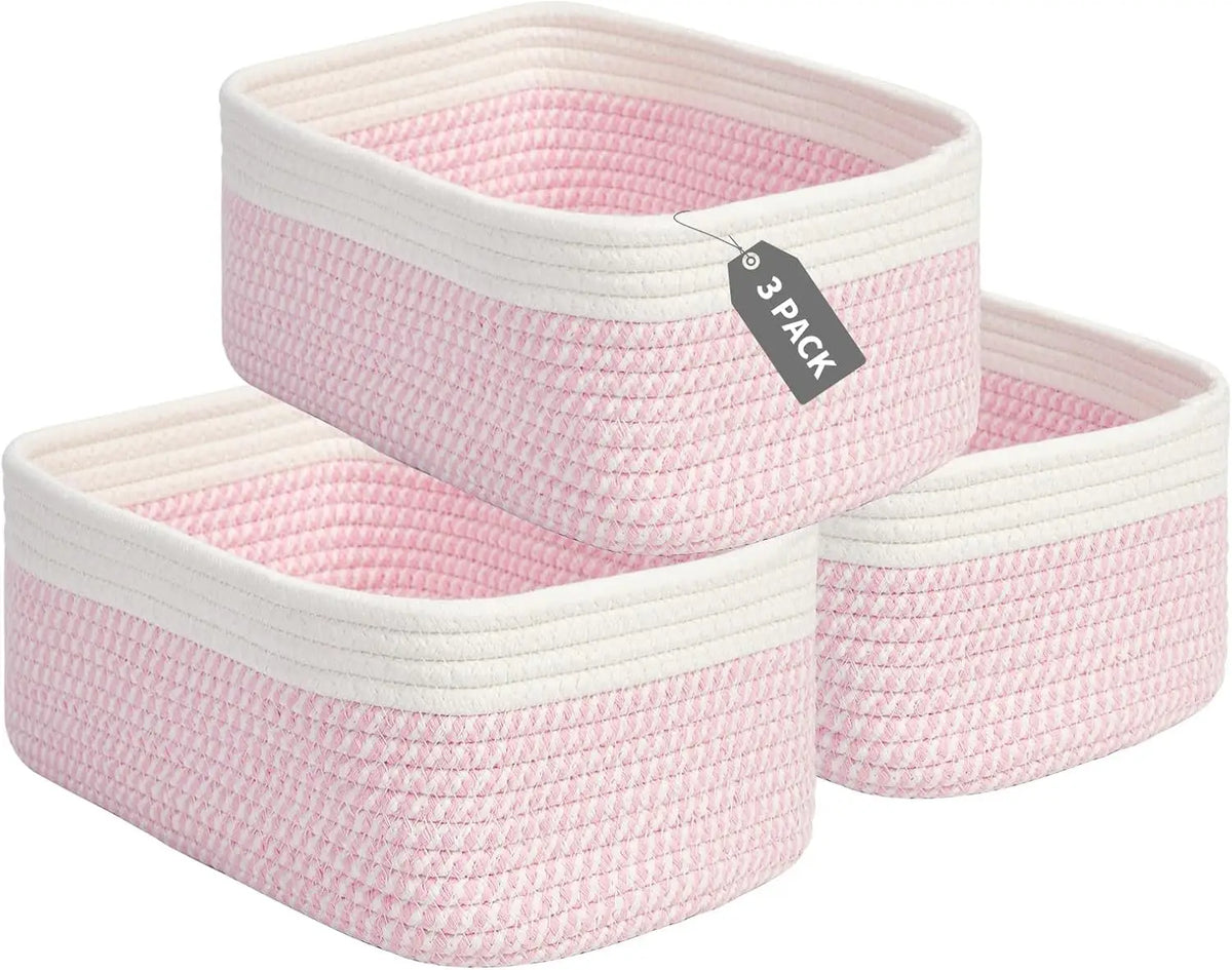Set Of 3 Soft Cotton Rope Woven Storage Baskets ....