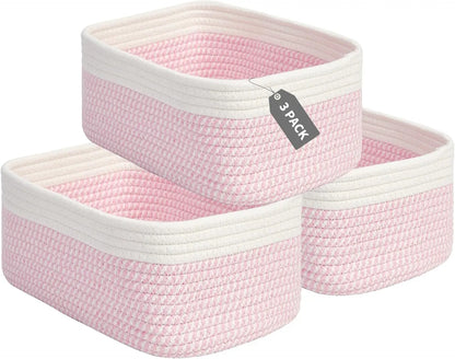 Set Of 3 Soft Cotton Rope Woven Storage Baskets ....