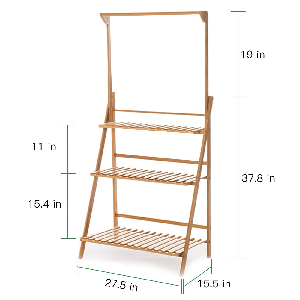 70/100cm Natural Bamboo Plant Stand Folding 3 Tier Flower Pot Display, Indoor Outdoor....