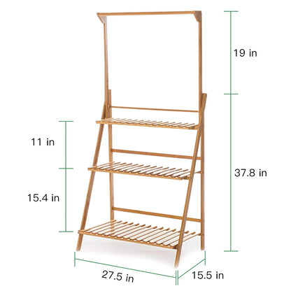 70/100cm Natural Bamboo Plant Stand Folding 3 Tier Flower Pot Display, Indoor Outdoor....