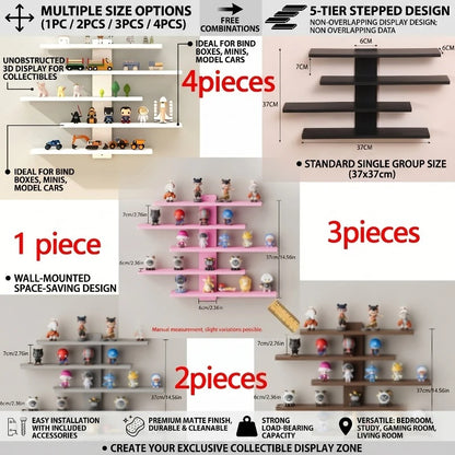 10-piece Plastic set of floating wall racks, multi-tiered