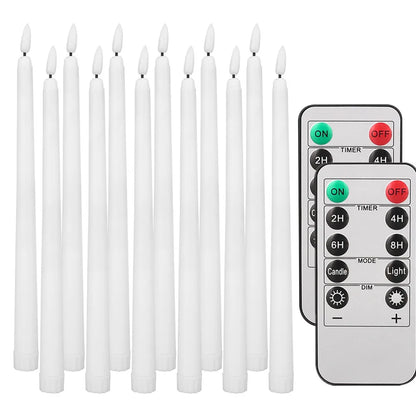 12/6 PCS. Flameless Taper Candles with Remote Control Flickering LED Candles, White, Cream Takes 2 AAA Battery's