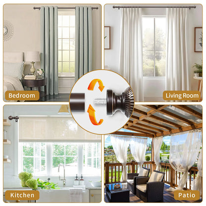 1 Set 5/8 Inch Diameter Heavy-Duty  28 to 120 Inch Curtain Rod, Telescoping Single Rod, 28 to 120 Inches, 5 Colors, 3 Sizes....