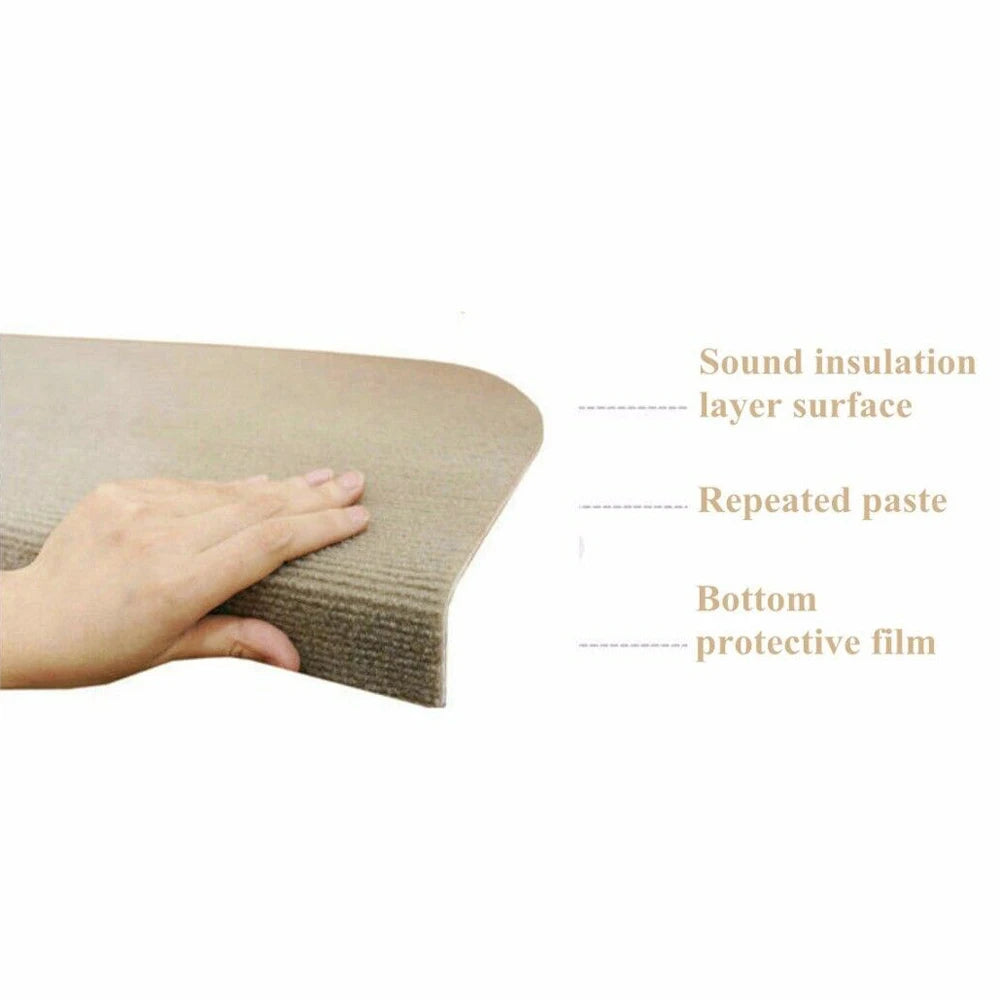 13PCS Carpet Stair Treads Mat 55*24cm Beige Stair Non-slip Carpet Mat Protection