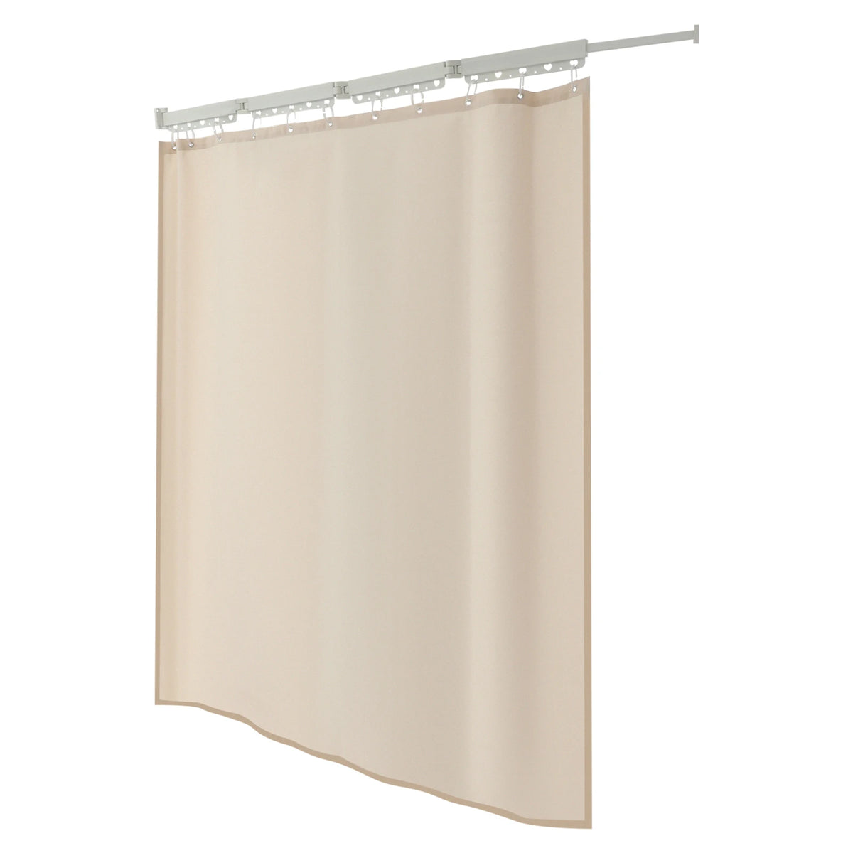 Shower Curtain Set, Wall Mounted Folding Shower Curtain Rod, No Drill Installation, 110 lbs. Load for Home Bathroom