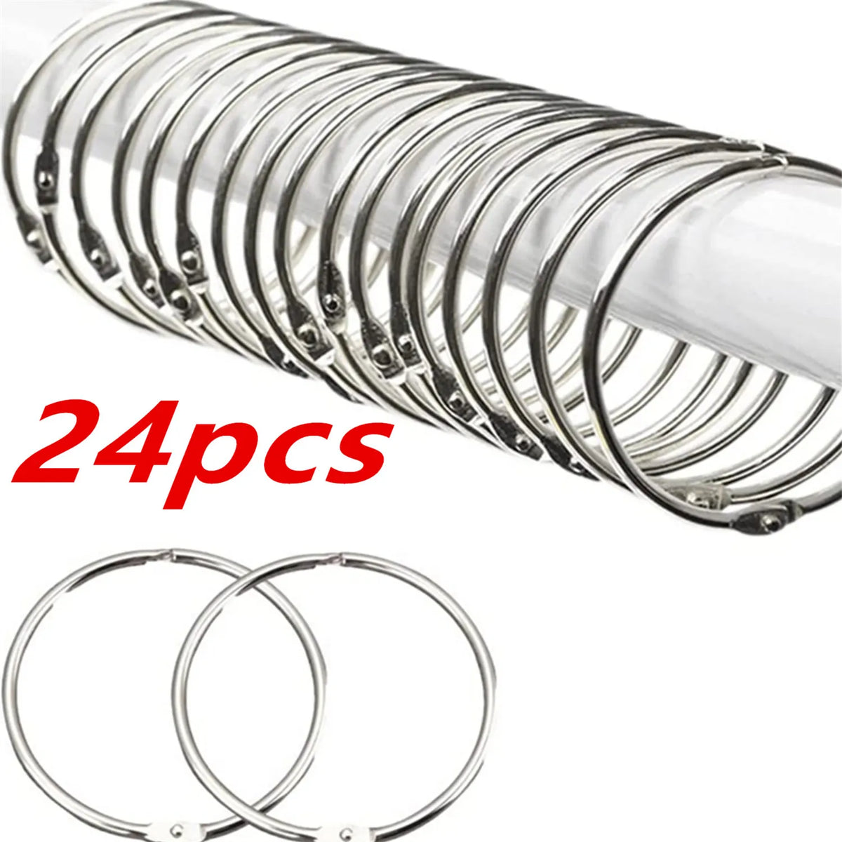 24 Pack Shower Curtain Rings, Rust Proof, Keychain Key Rings....