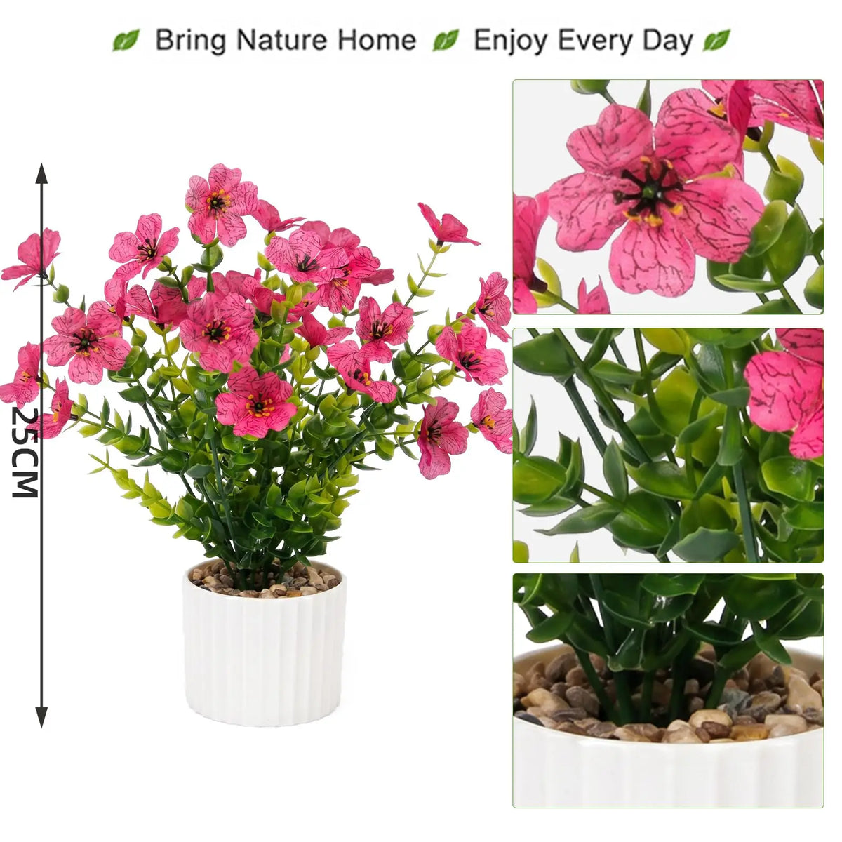 Set of 6 Artificial Potted Flowers Floral Arrangement...
