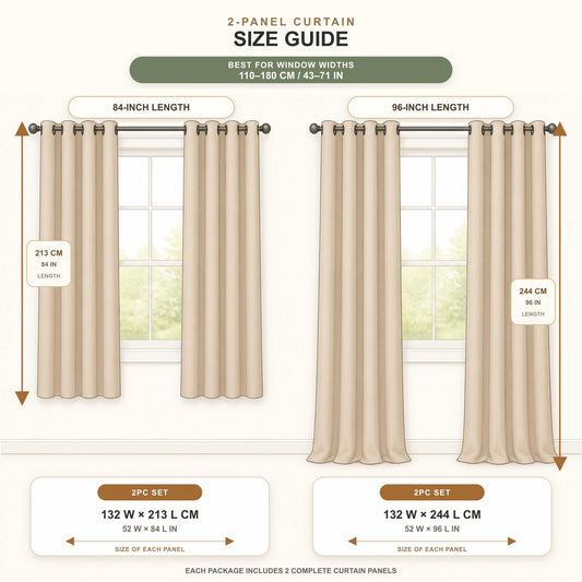 Natural Beige Blackout Curtains 2 Sizes 84 Inch 96 Inch Length 2 Panels Set for Living Room Bedroom Grommet Top....