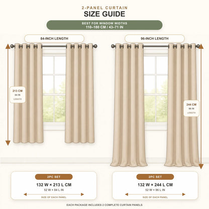 2 Panels Blackout Curtains 52x84in, 52x96in,  Triple-Woven Heavy Fabric, Grommet Top For Living Room & Bedroom
