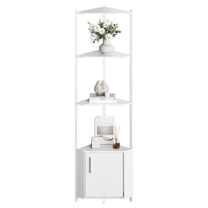 5-Tier Wooden Corner Shelf Stand, 58.27'' with Metal Frame...