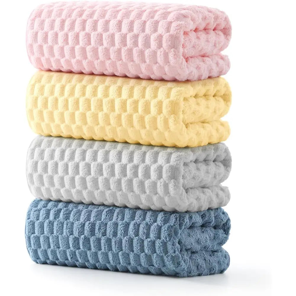 4 Pcs. Extra Large, 55In.x27In. Quick Dry Microfiber Bath Towels Set - Ideal for Bathroom....
