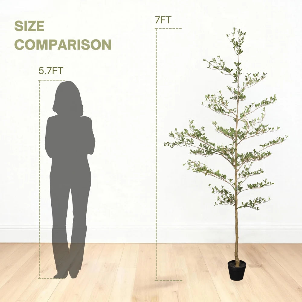 Artificial Black Olive Tree with Black Plastic Pot, Realistic Tall  Indoor