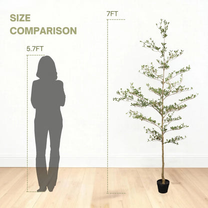 Artificial Black Olive Tree with Black Plastic Pot, Realistic Tall  Indoor
