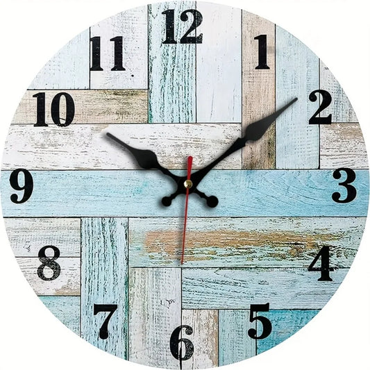 10-12 Inch Vintage Wooden Wall Clock, AA Battery Needed....
