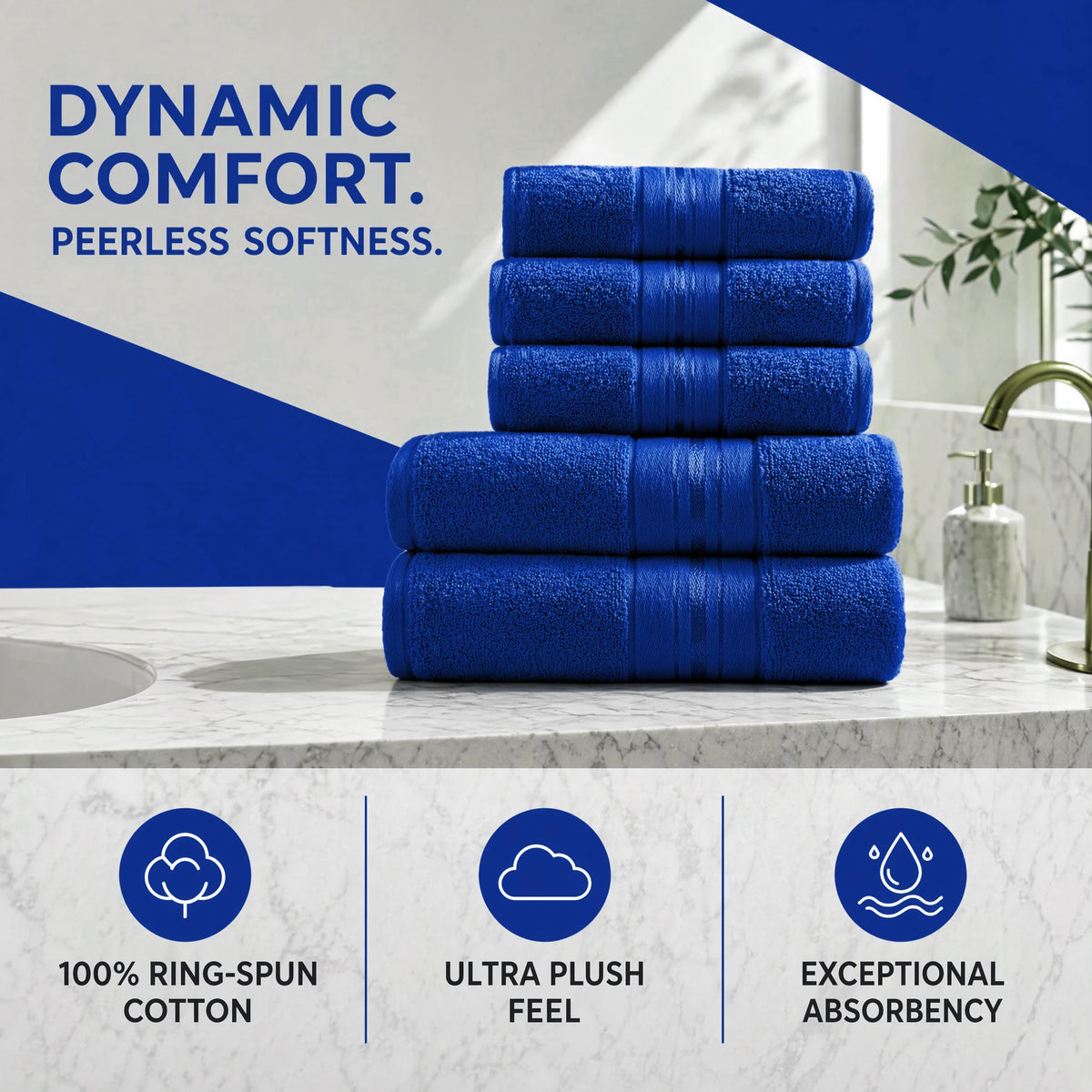 6-Piece, 9 Colors Towel Set,  100% Cotton Turkish Bath Towels, 55x27 In. Hand Towels And Washcloths for Bathroom.....
