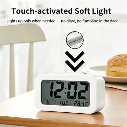 4.4 Inch White  Alarm Clock 24H System Time, Week, Temperature Display, Portable, Battery Operated....