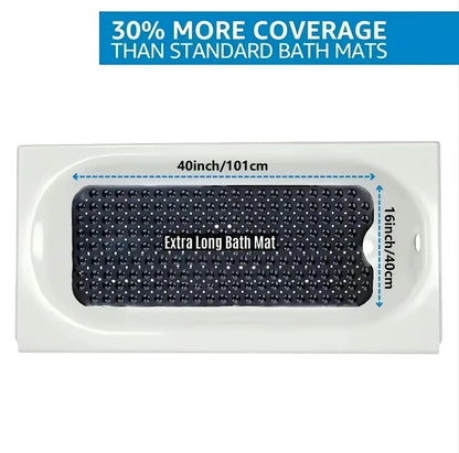 Extra Long Non Slip Bathtub Shower Mat 40 X 16 Inch, Drain Holes, Machine Washable, in 4 Colors.....