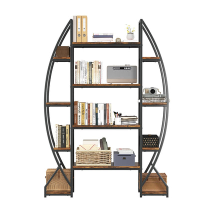 Oval Vintage Metal &  Wood Storage Shelves, Bookcase