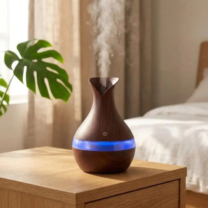 6 In Wood Grain Vase-Shaped. Humidifier, Aromatherapy for Home 7 Color LED Night Light, Auto Shut-Off, for Yoga Spa