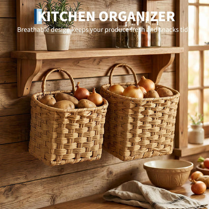 Set Of 2 Handwoven Wicker Baskets