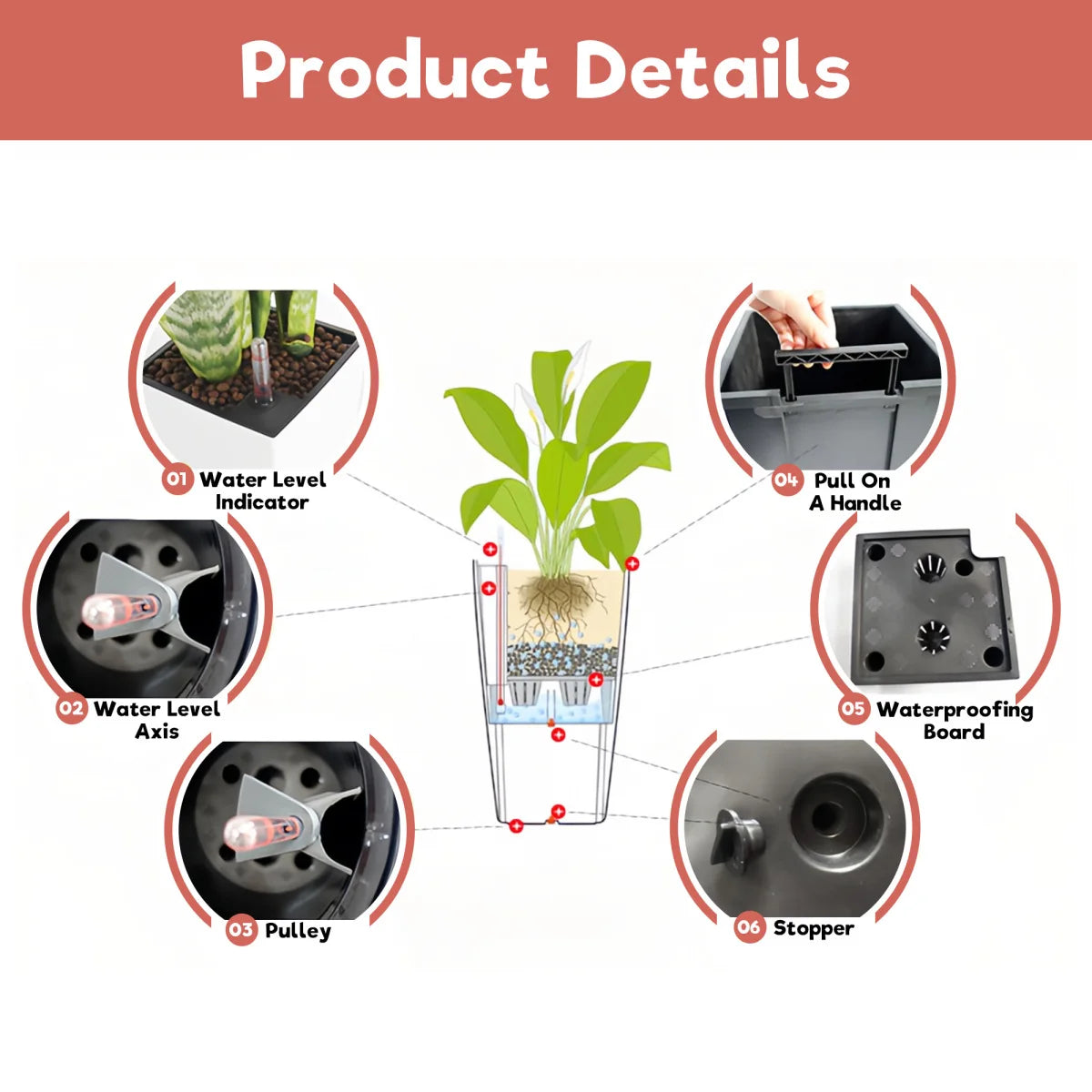 30 in Tall Large Flower Pots Planter with Self-Watering Drainage Holes and Inner Trays Indoor Outdoor