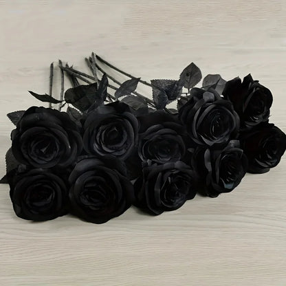 Artificial Black Roses  Long Stem, with No Container