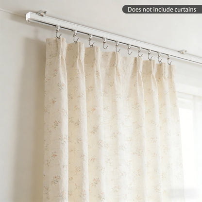 White Ceiling Mounted Curtain Track Kit, 9-12Ft Adjustable Aluminum Alloy Heavy Duty Curtain Rail With Rollers Hooks....