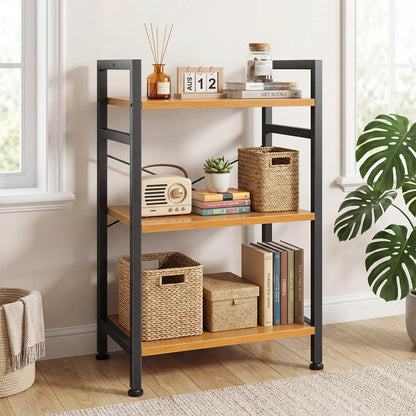 3 Tiers Wooden Bookshelf, Standing Sturdy, Adjustable Feet....
