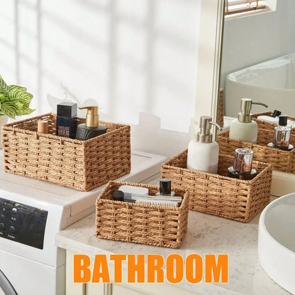 Set Of 3 Handwoven Natural Wicker Basket For Organizing....
