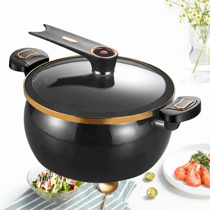 8L Large Black Enamel Micro Pressure Cooker, Non‑Stick, Glass Cover....