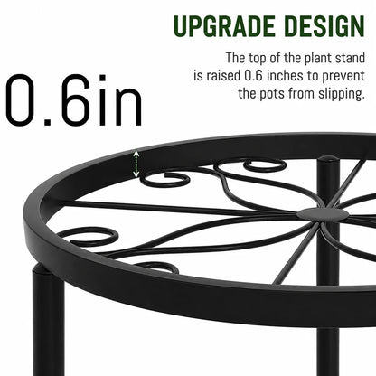 Metal Plant Stand, Black, with Raised Edge, Indoor & Outdoor....