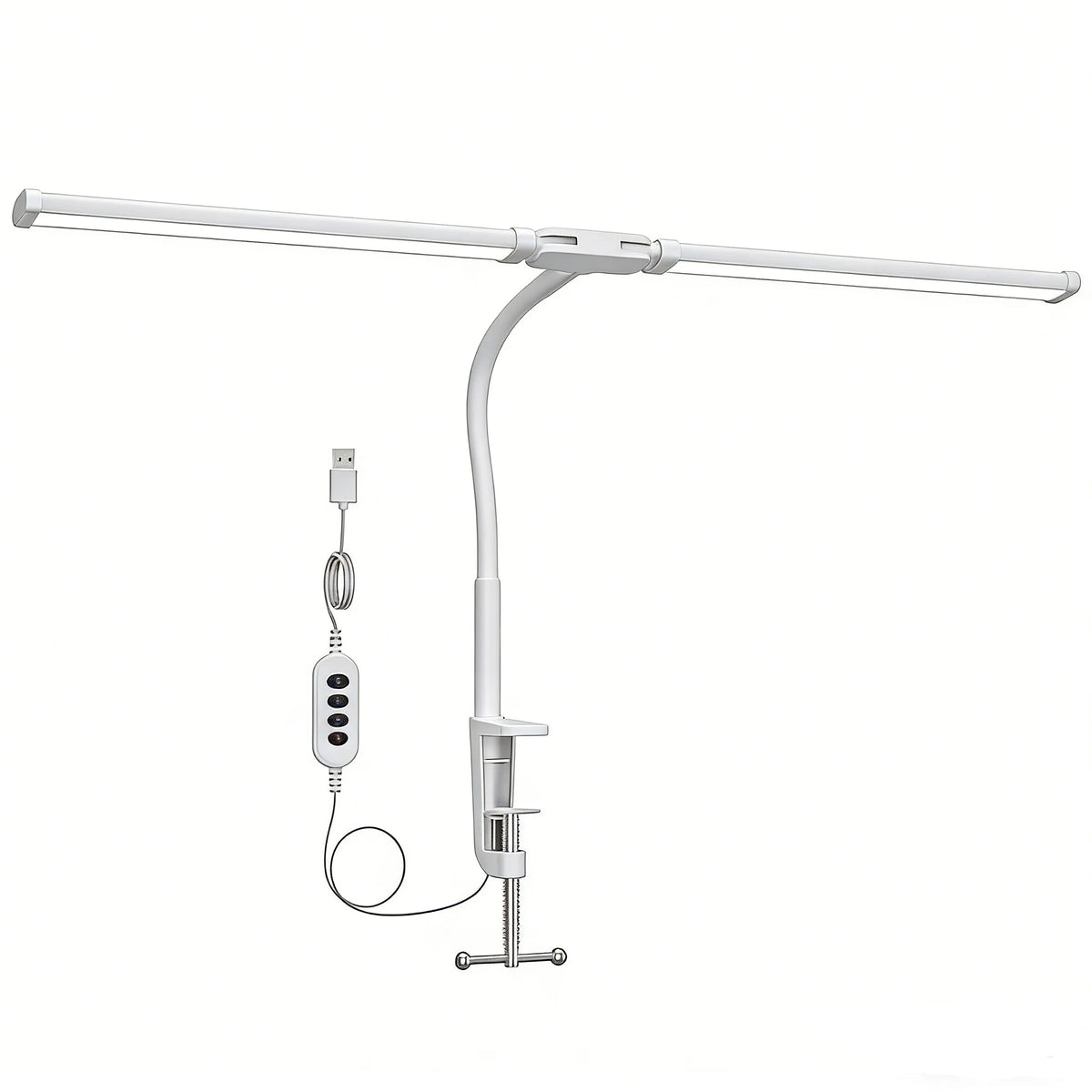 Double Head  LED Desk Lamp with Clamp Dimmable 3 Color Modes 10 Brightness  USB Adjustable...