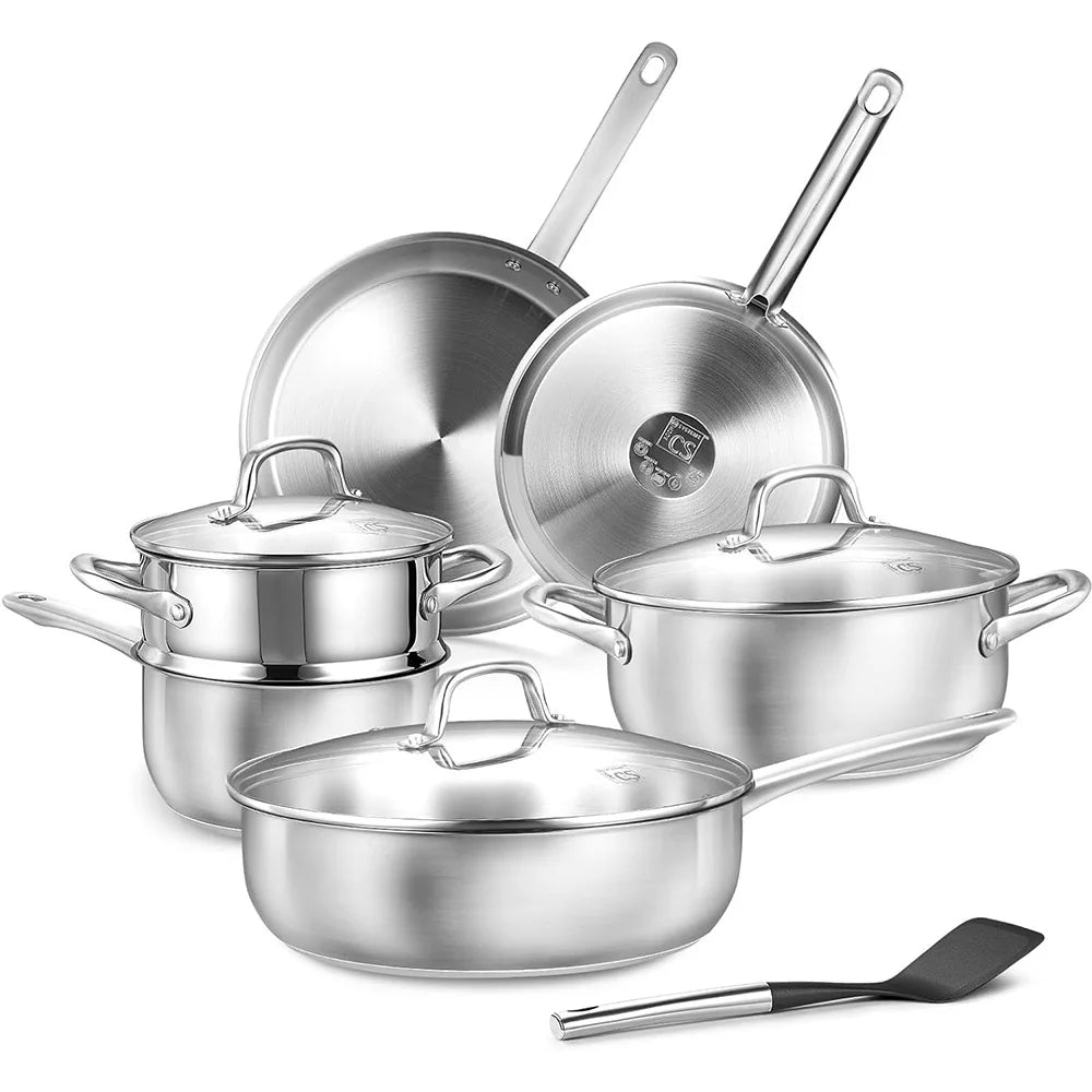10 Piece Stainless Steel Kitchen Cookware Set....