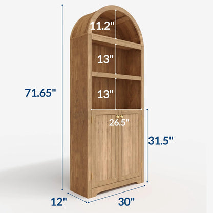 Bookcase with Doors, 71 Inch Tall , Wooden Bookshelf