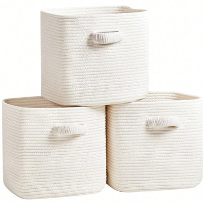Set Of 3 Woven Baskets 11 Inch Square Baskets....