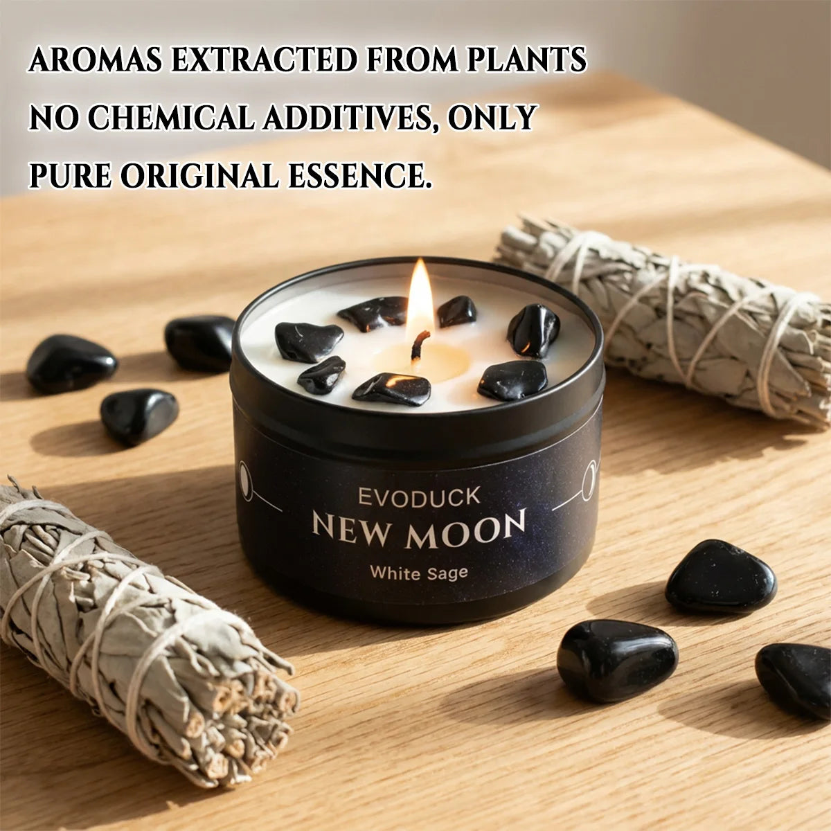 Moon Phase Crystal Scented Candle Set, 3oz  White Sage, Lemongrass, Jasmine and Lavender Aromatherapy, 9 Different variations Sets.....