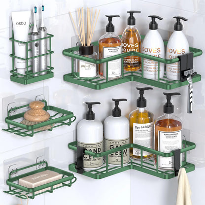 Shower Caddy, 5-Pack Organizer  with Soap Holder and 4 Removable Hooks No Drilling, Random Color Stainless Steal....