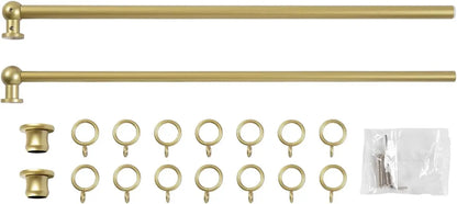18-28 Inch Adjustable Curtain Rod with Rings, Inside Outside Mount For Kitchen, In Gold Or Black.....